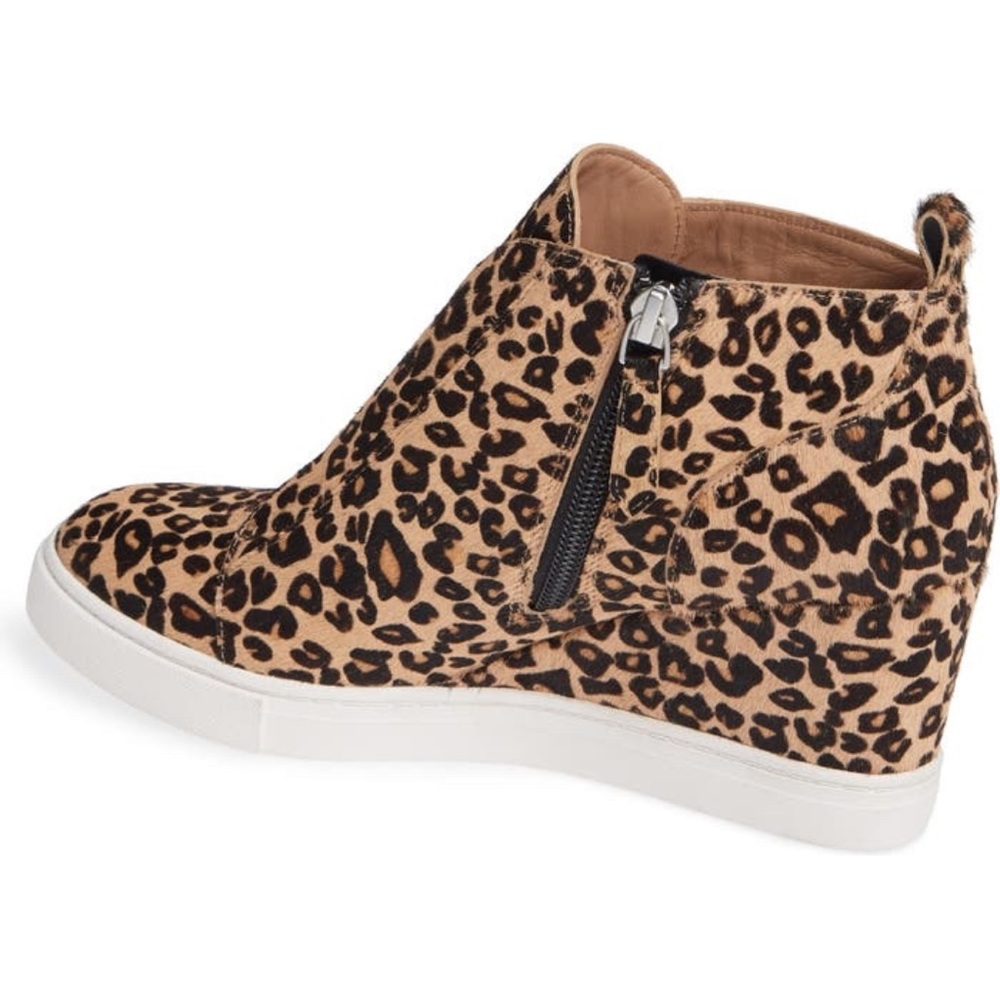 Linea Paolo Felicia III Leopard Zip-Up Leather Platform Bootie Sneakers - Picture 2 of 4